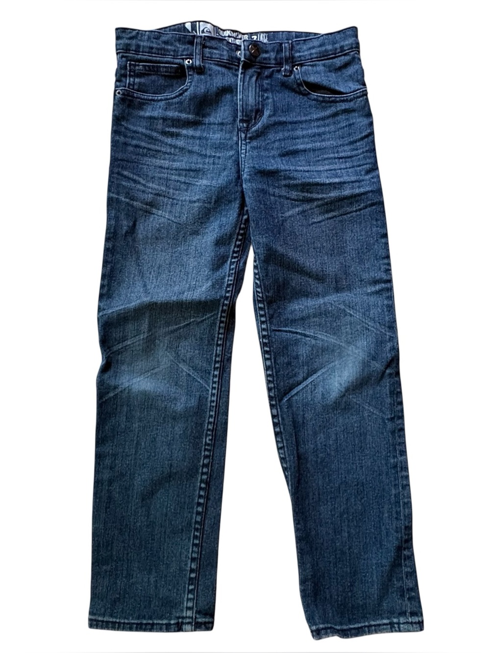 Quiksilver 7 boys Large slim straight denim jeans medium wash cotton